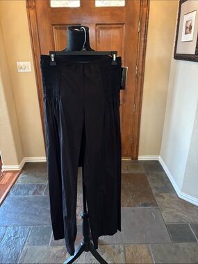 Coco Bianco Black Smocked Waist Wide-Leg Pants